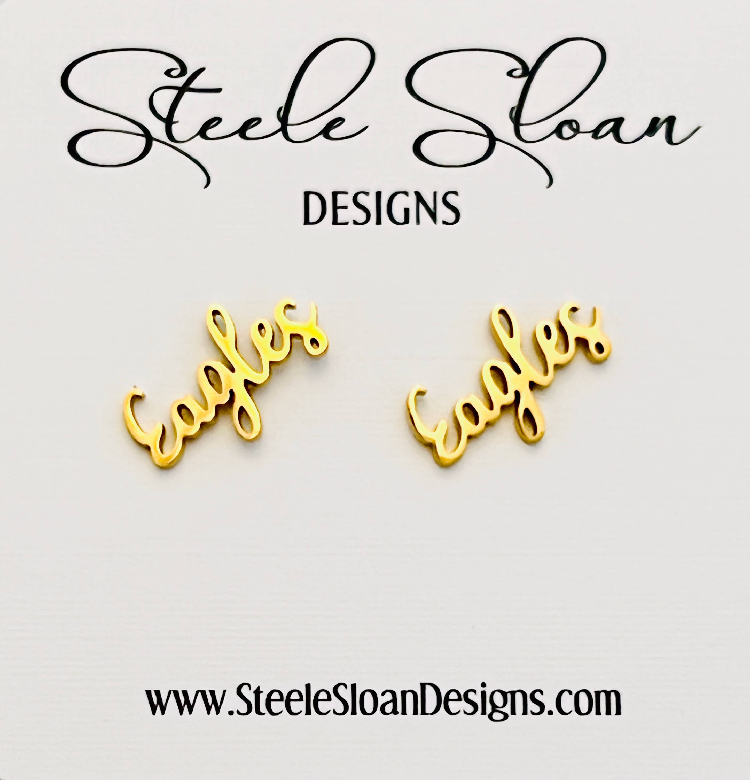 Eagles Fans Gold Stud Earrings   