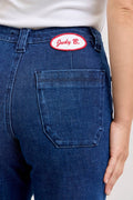 High Waist Retro Wide w/ Patch Pockets & Twisted Seams