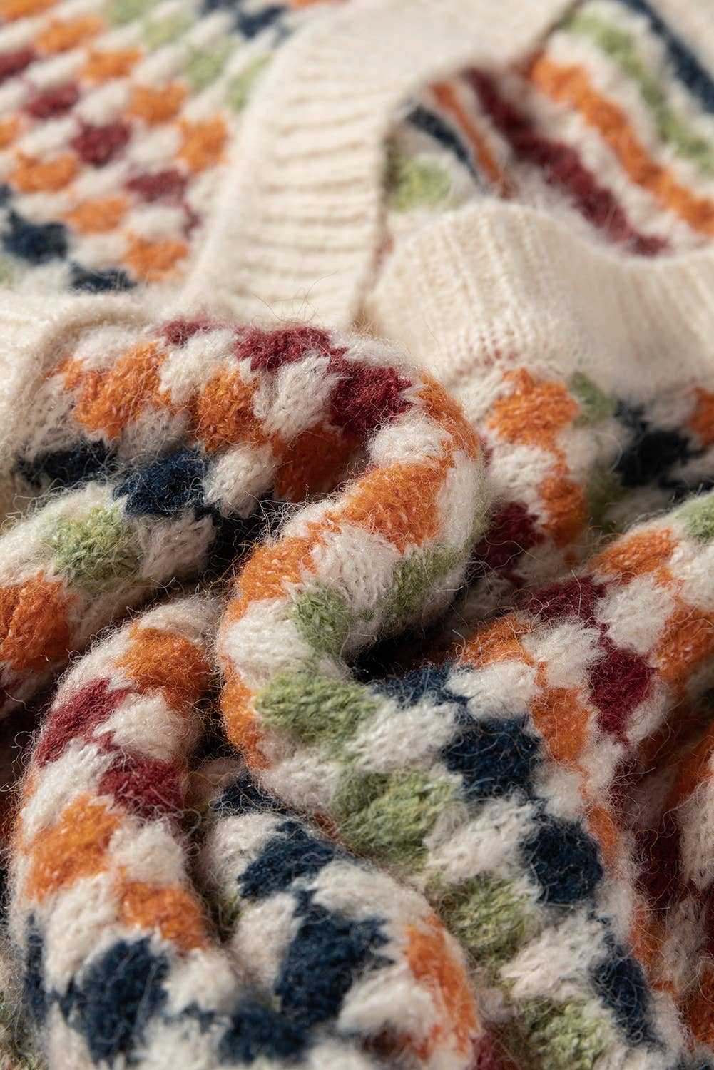 Multicolour Dotty Pattern Button V Neck Sweater Cardigan