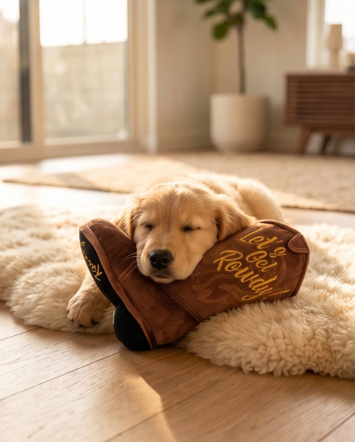 Brown Western Cowboy Boot  | Squeaker Dog Toy