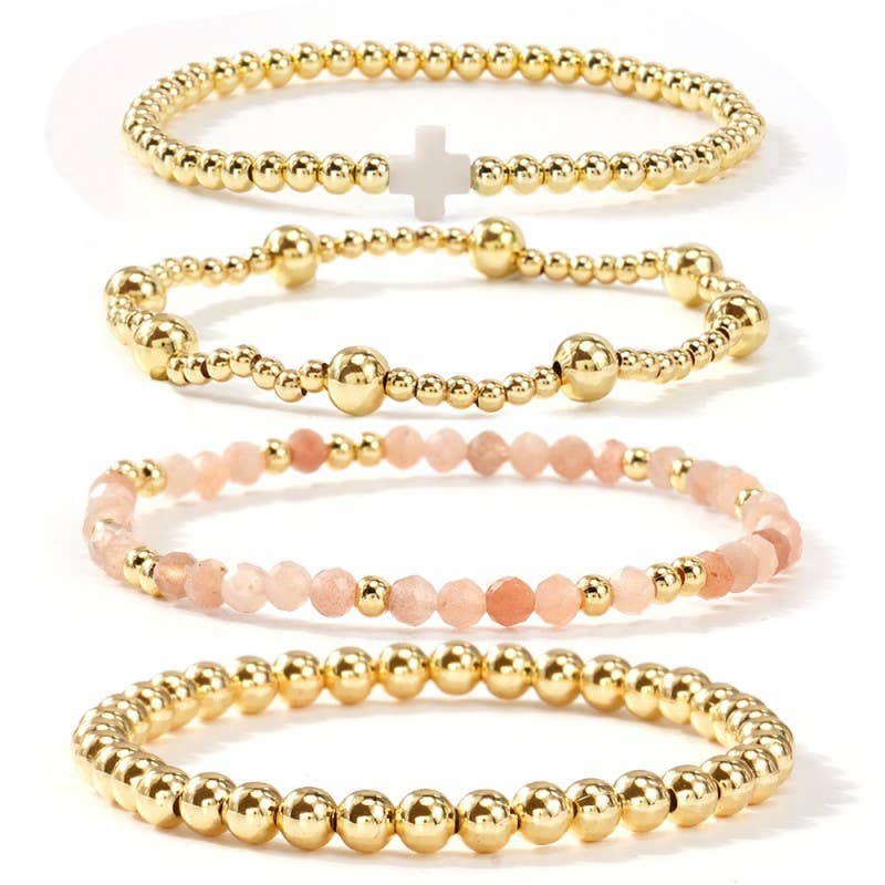 BOHO Cross Multi Color Beaded Stretch Bracelet Set