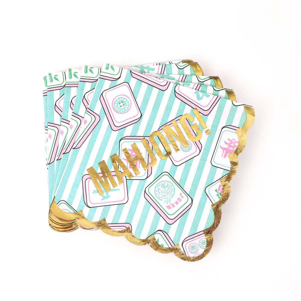 Mahjong Stripe Disposable Beverage Napkins, 16ct