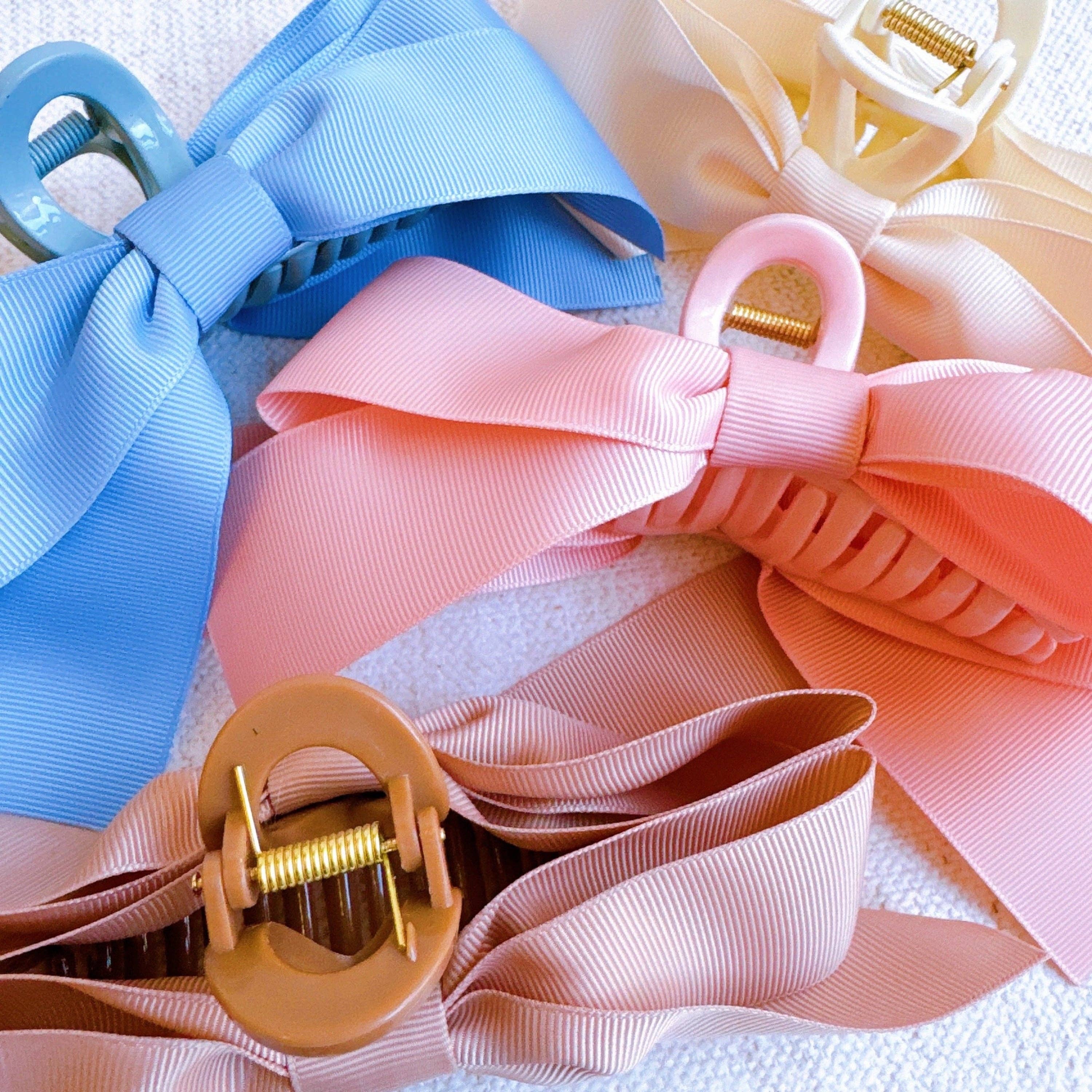 Gross Grain Bow Hair Claw - Black, Pink, Cream, or Blue