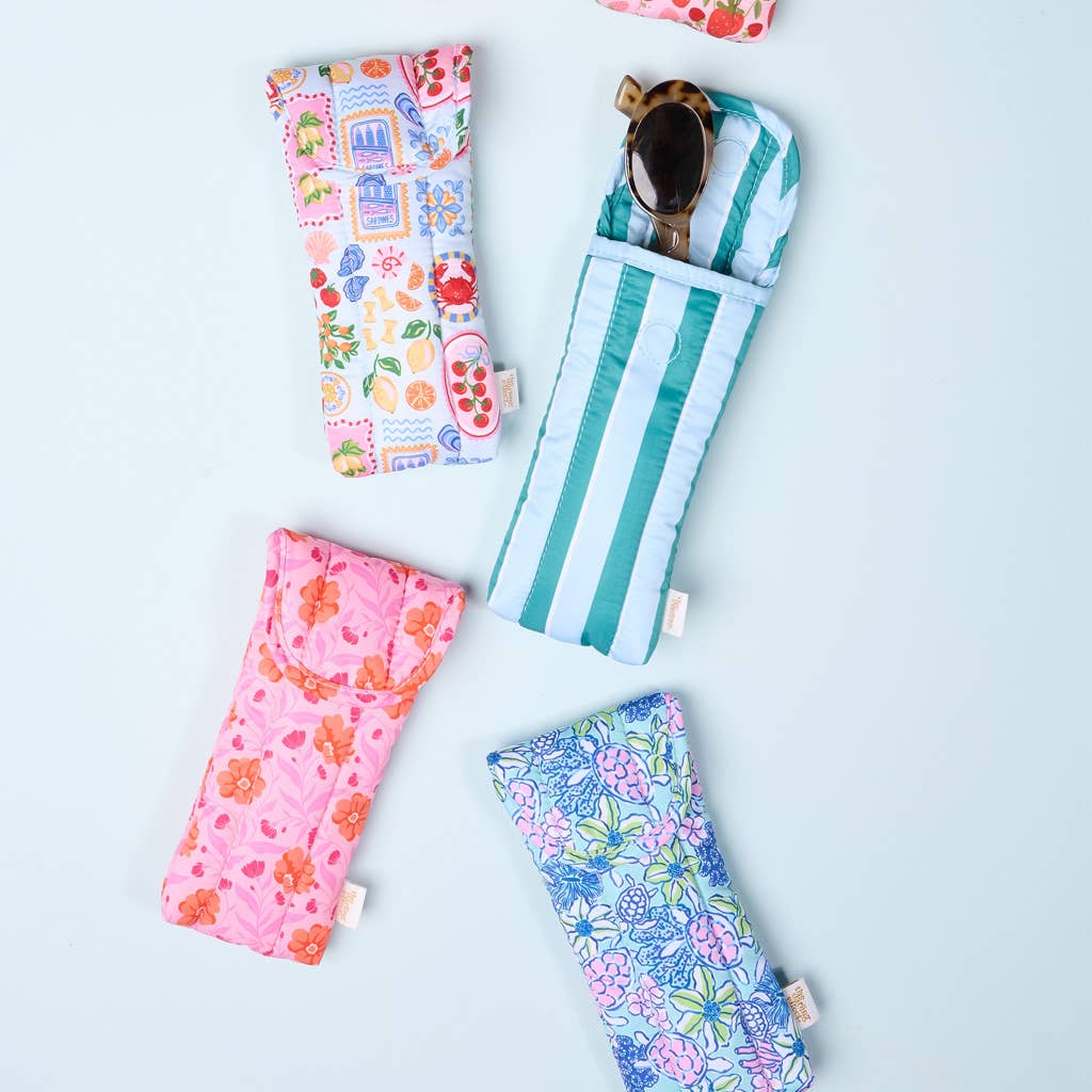 Puffy Sunglasses Case–Sicily Stripes Pink