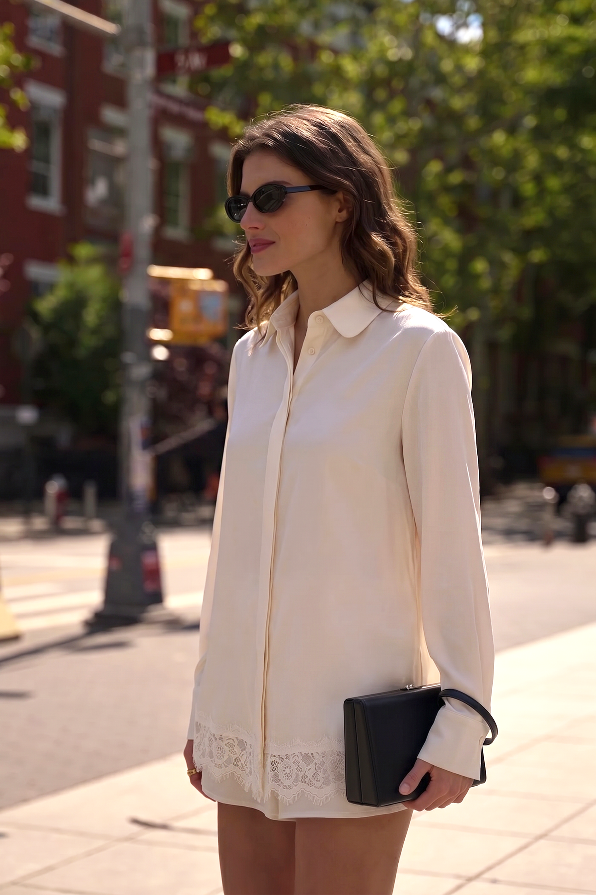 Lace Satin Effect Shirt