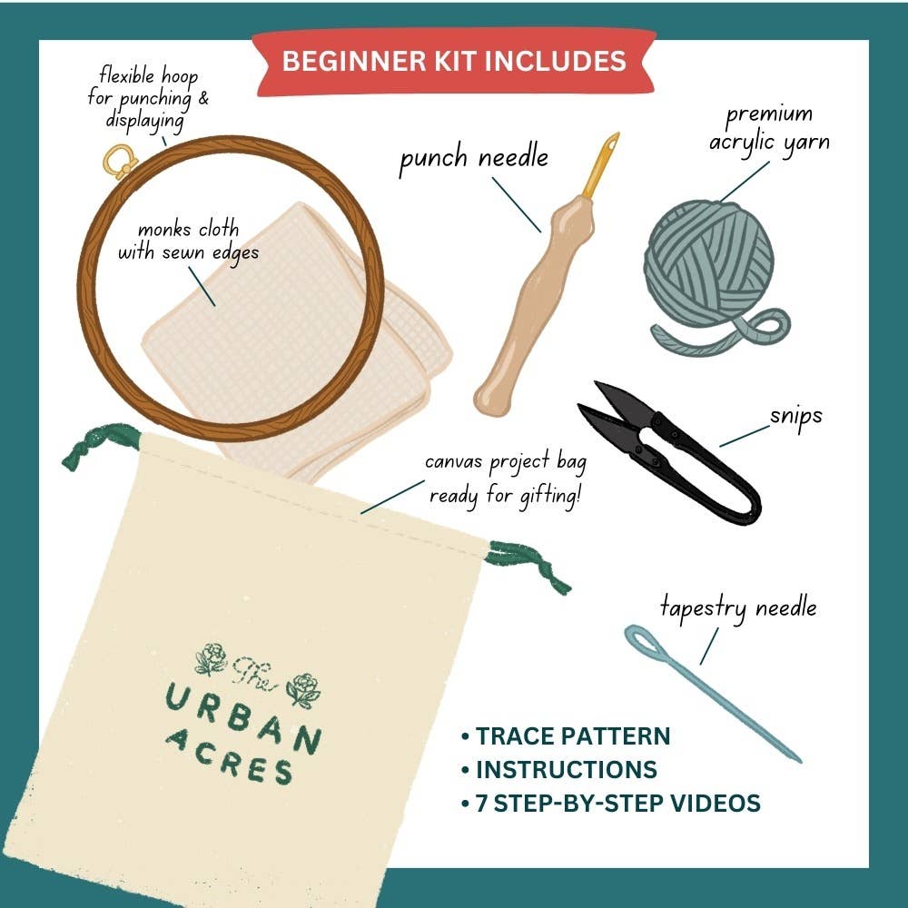 Classic Monstera Punch Needle Kit