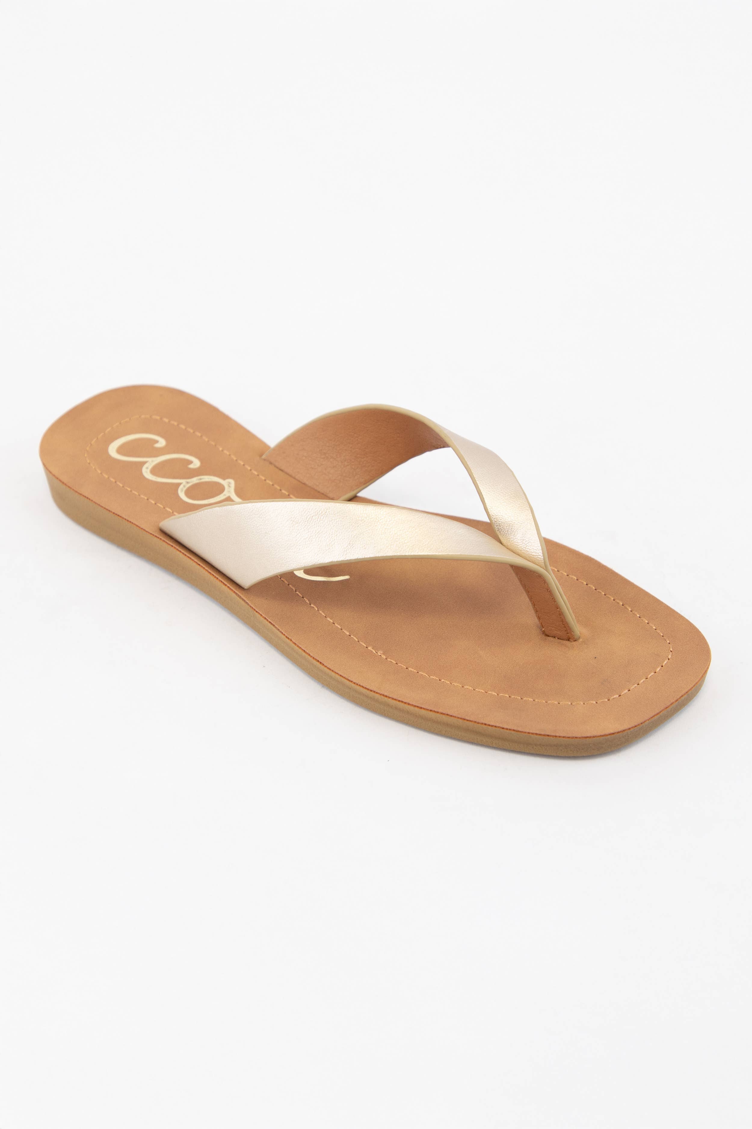 Sia Champagne Strap Flip Flop Sandals