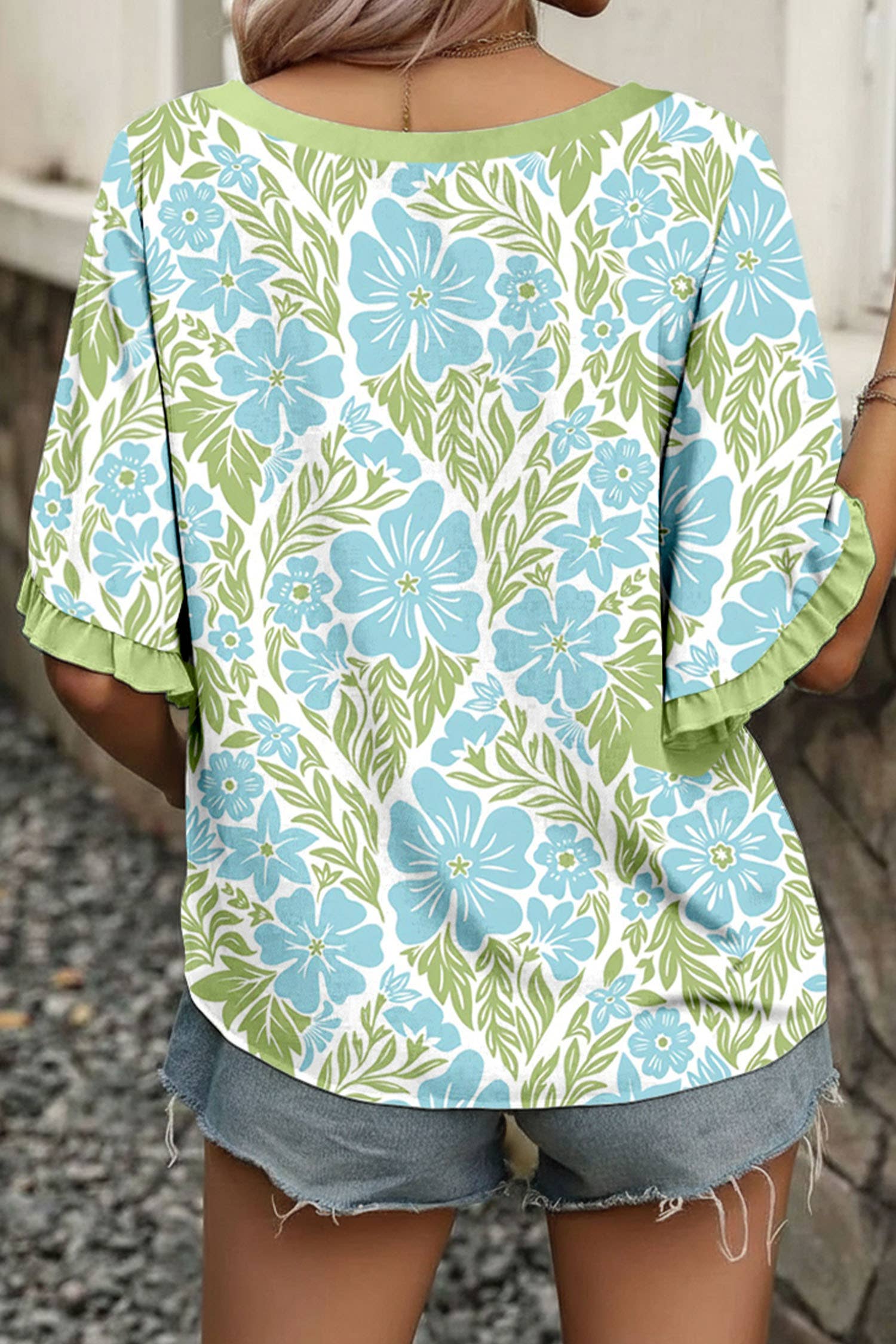 Floral Printed Lace Decorative Top