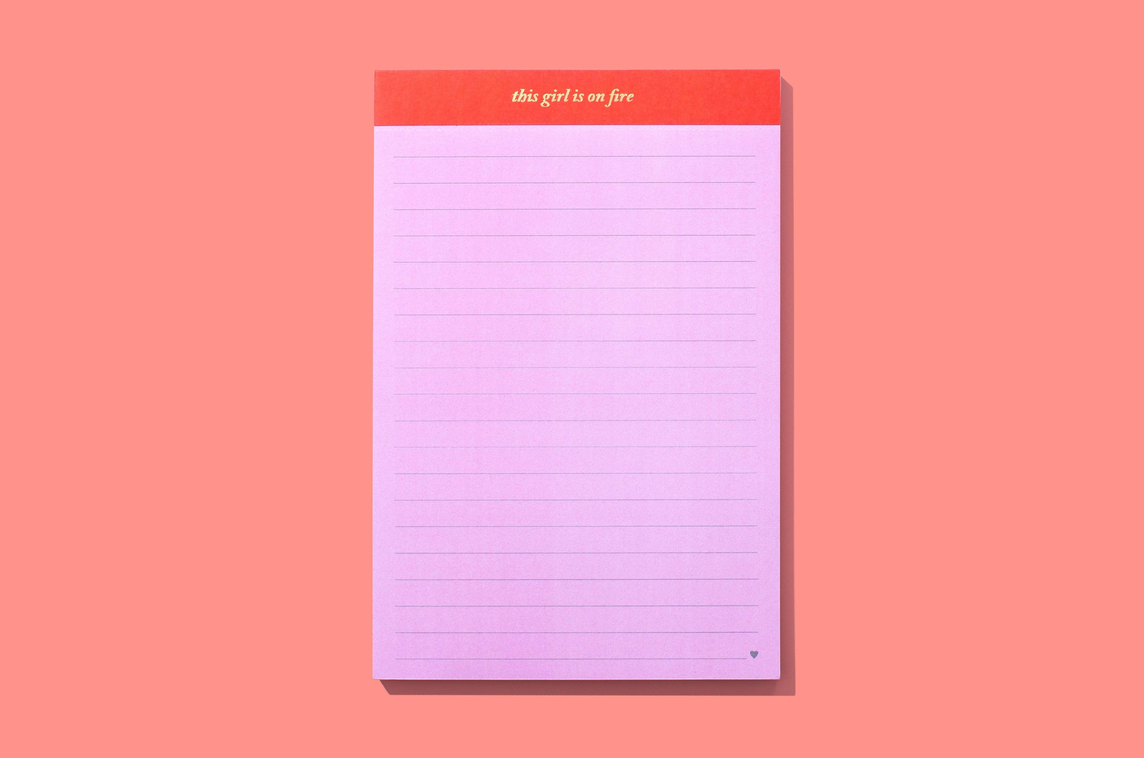 Large List Pad - "This Girl is on Fire" - 75 Sheets