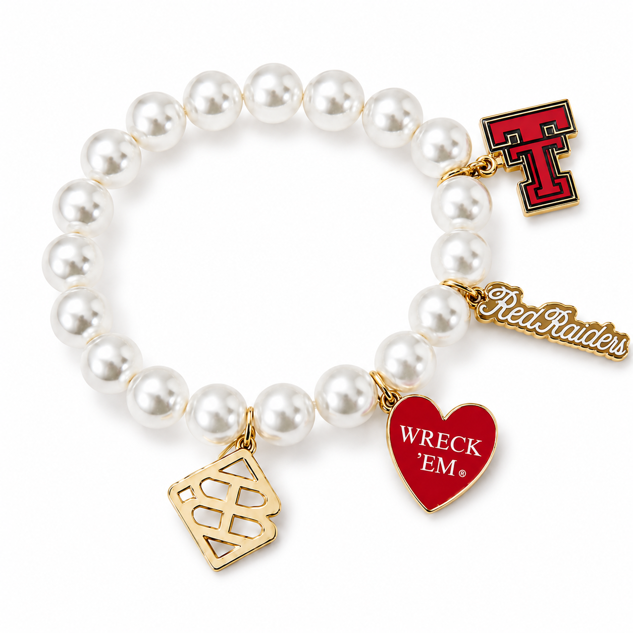 Texas Tech Pearl Charm Bracelet