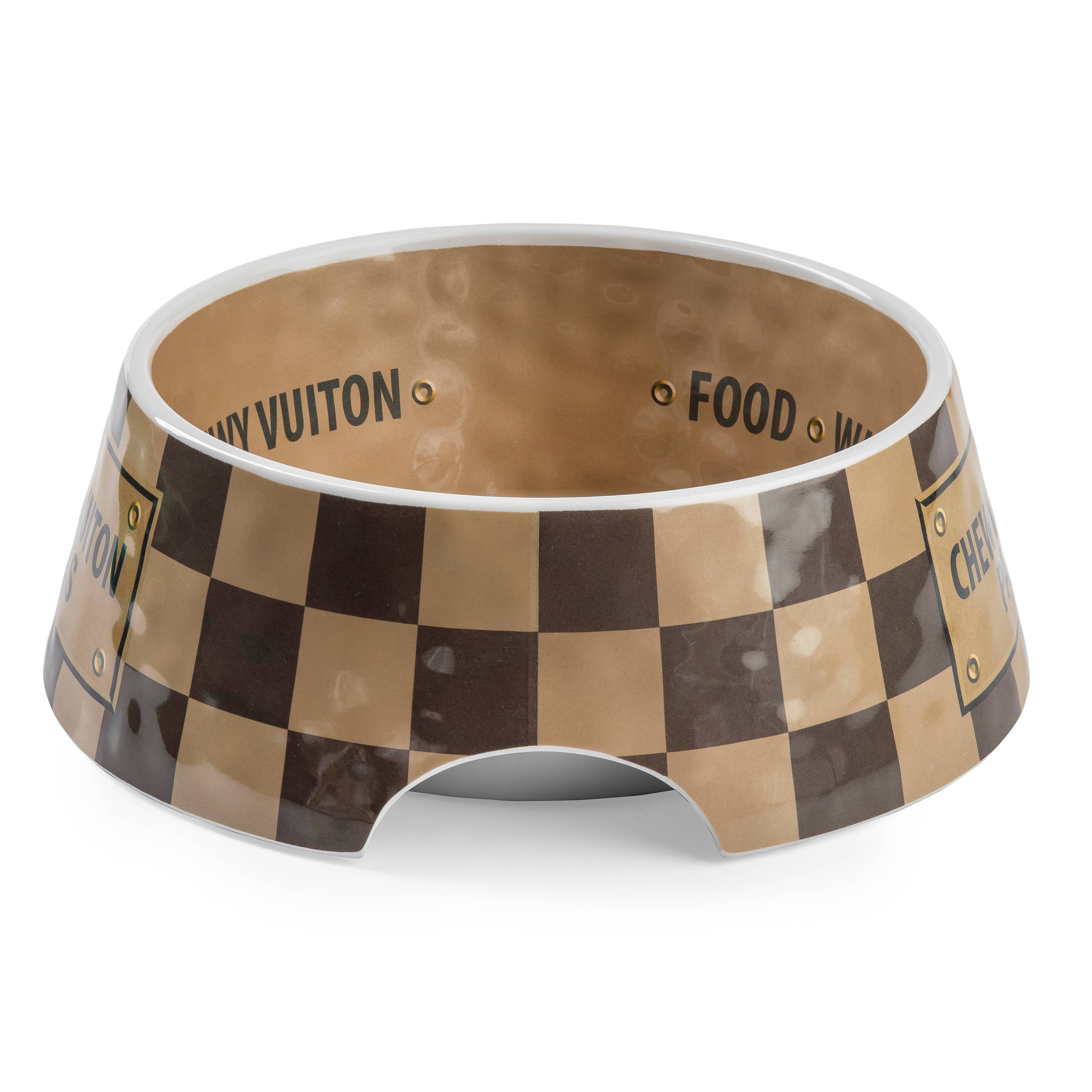 Tan Checker Chewy Vuiton Bowl