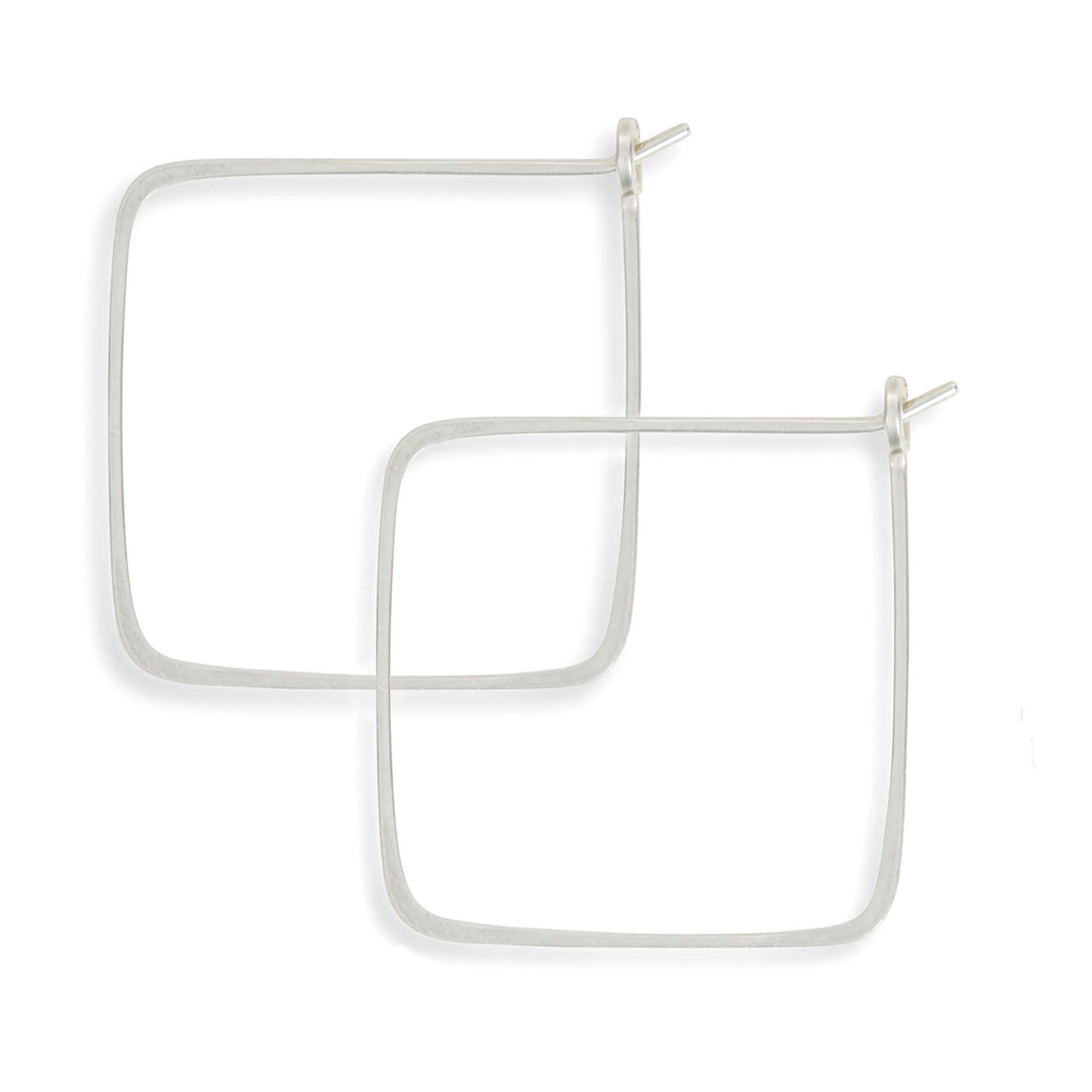 SQUARE Minimal Hoop Earrings Handmade in gold or silver