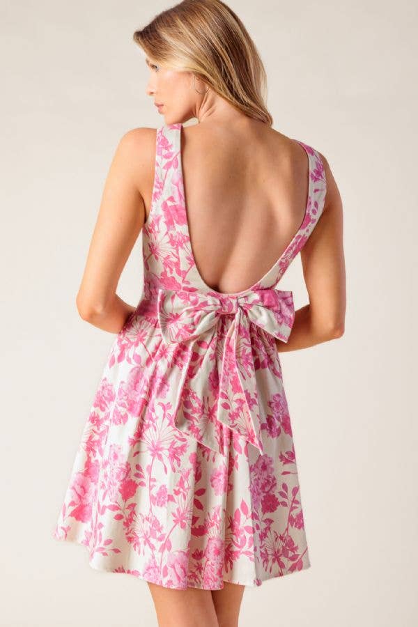 Pink and Ivory Floral Mini Dress