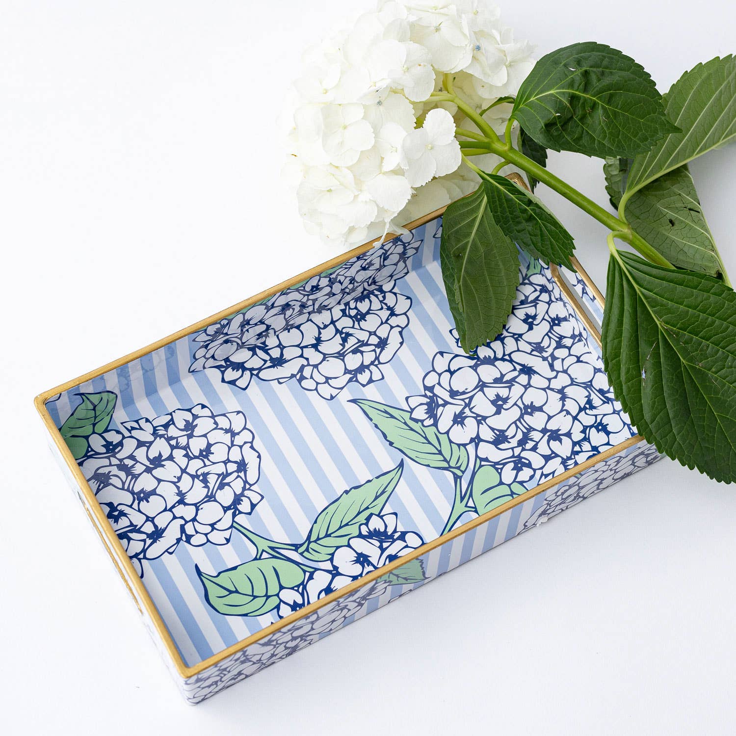 Hydrangea Stem Print Decorative Resin Vanity Tray
