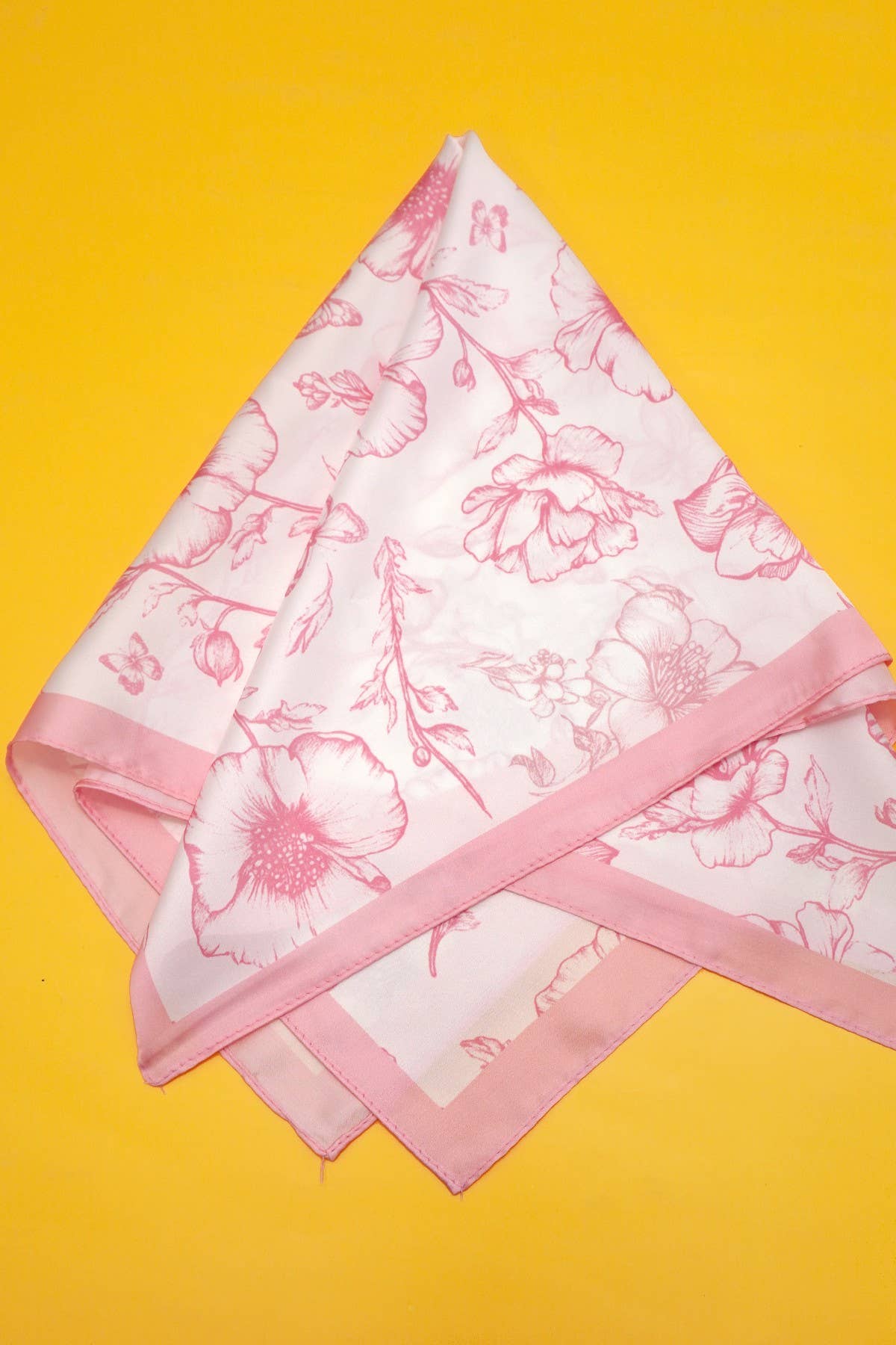 Petite Flower Print Silky Feeling Bandana Scarf