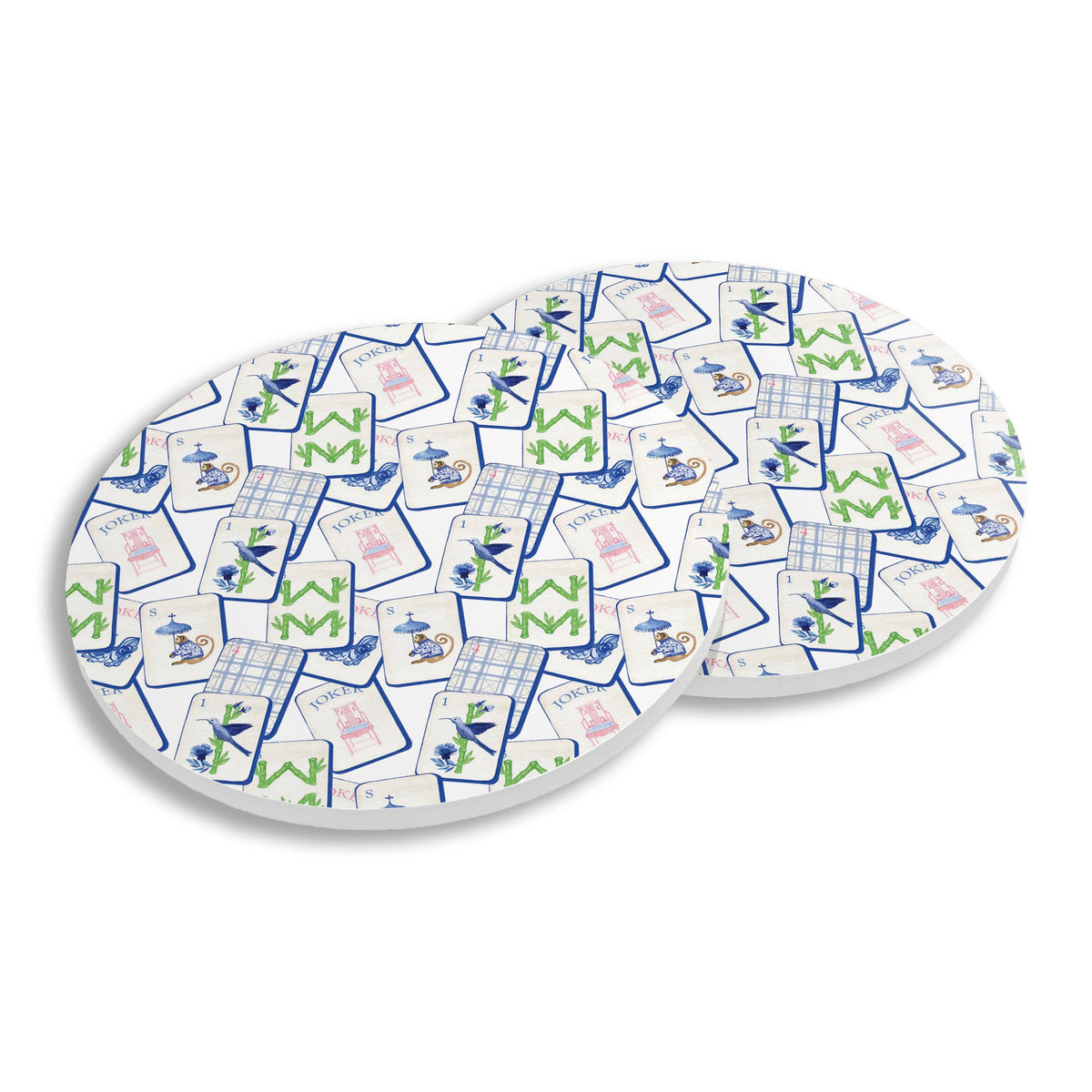 Ceramic Coasters (Set of 4) - Mahjong Tiles Blue