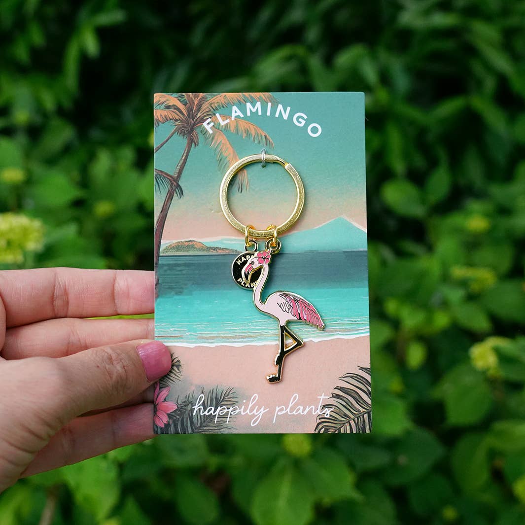 Pink Flamingo Keychain charm, Coastal & Beach Gifts