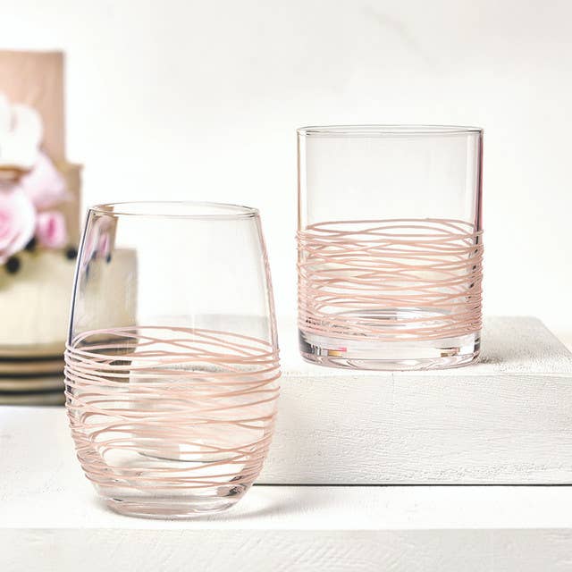 Textured Spun Wine Glass - Blush