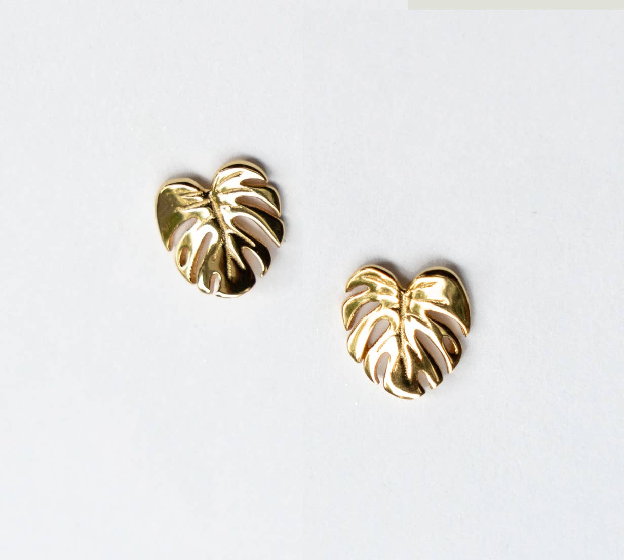 Monstera Earring Studs - 18k Gold, Plant Earrings