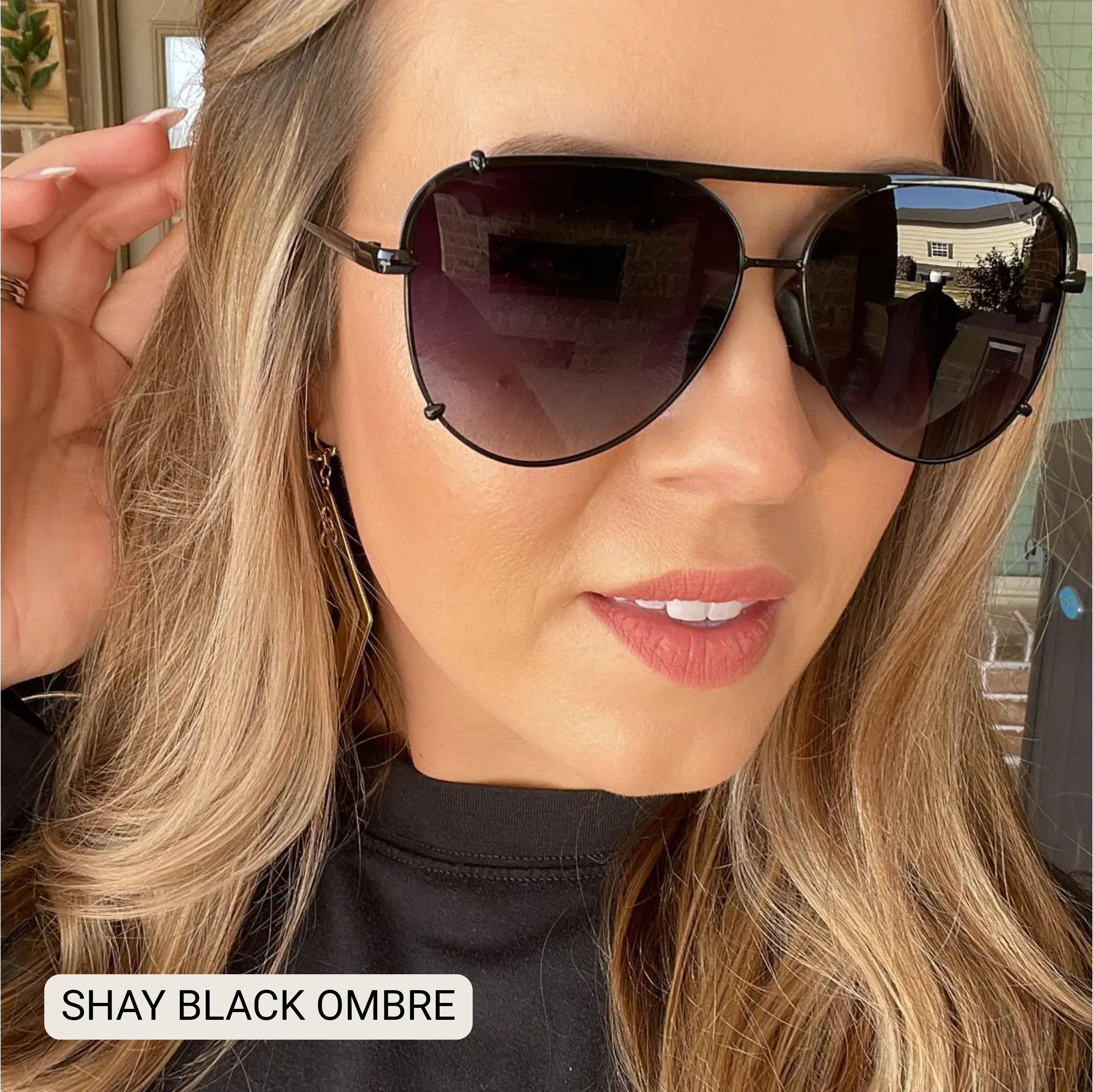 Shay Aviator Sunglasses - Black Ombre or Hot Pink