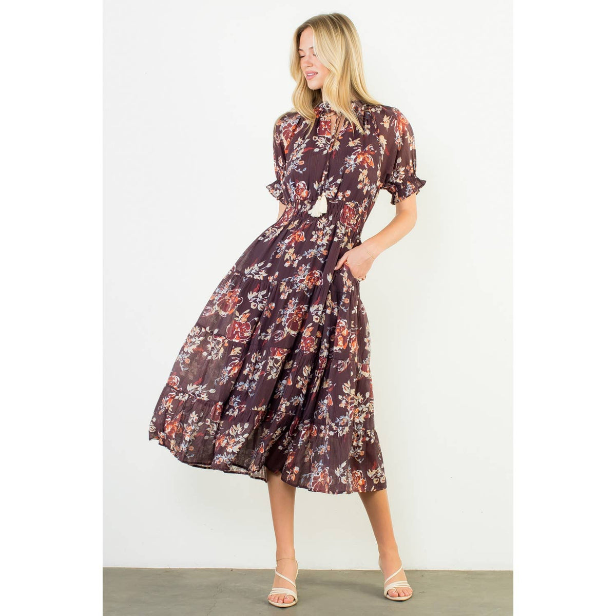 Short Sleeve Floral Maxi Dress