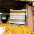Aba 20x20 Striped Fringed Filled Throw Pillow Mustard Cotton