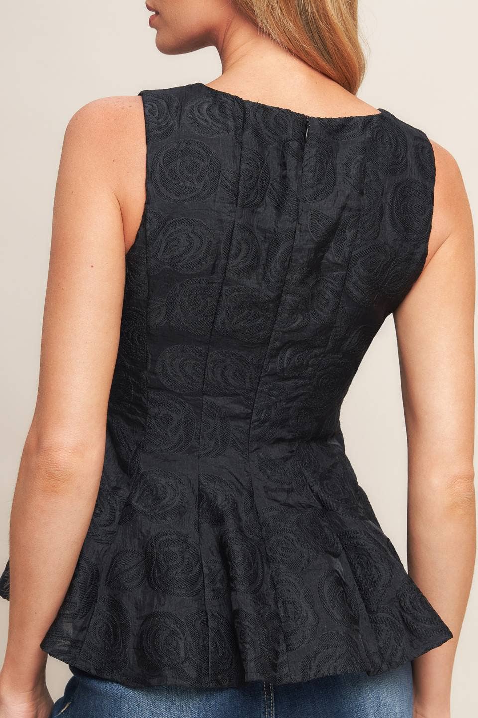 Black Sleeveless Peplum Top