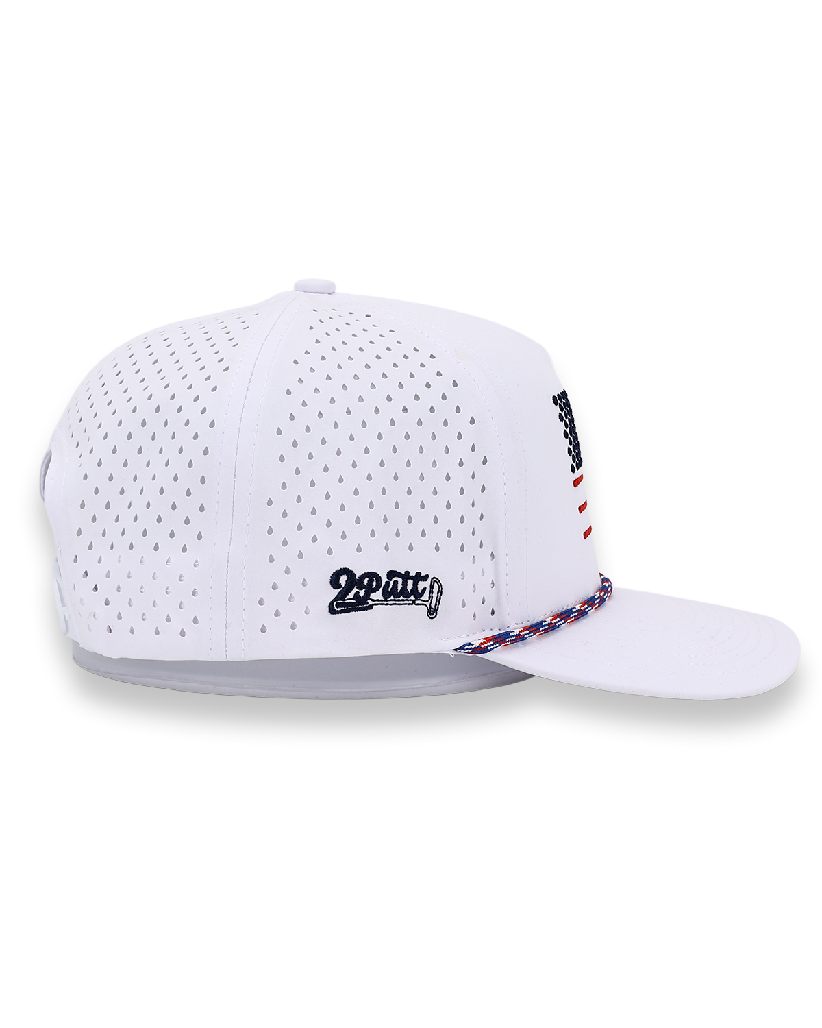 American Flag Rope Flat Bill Hat (white)