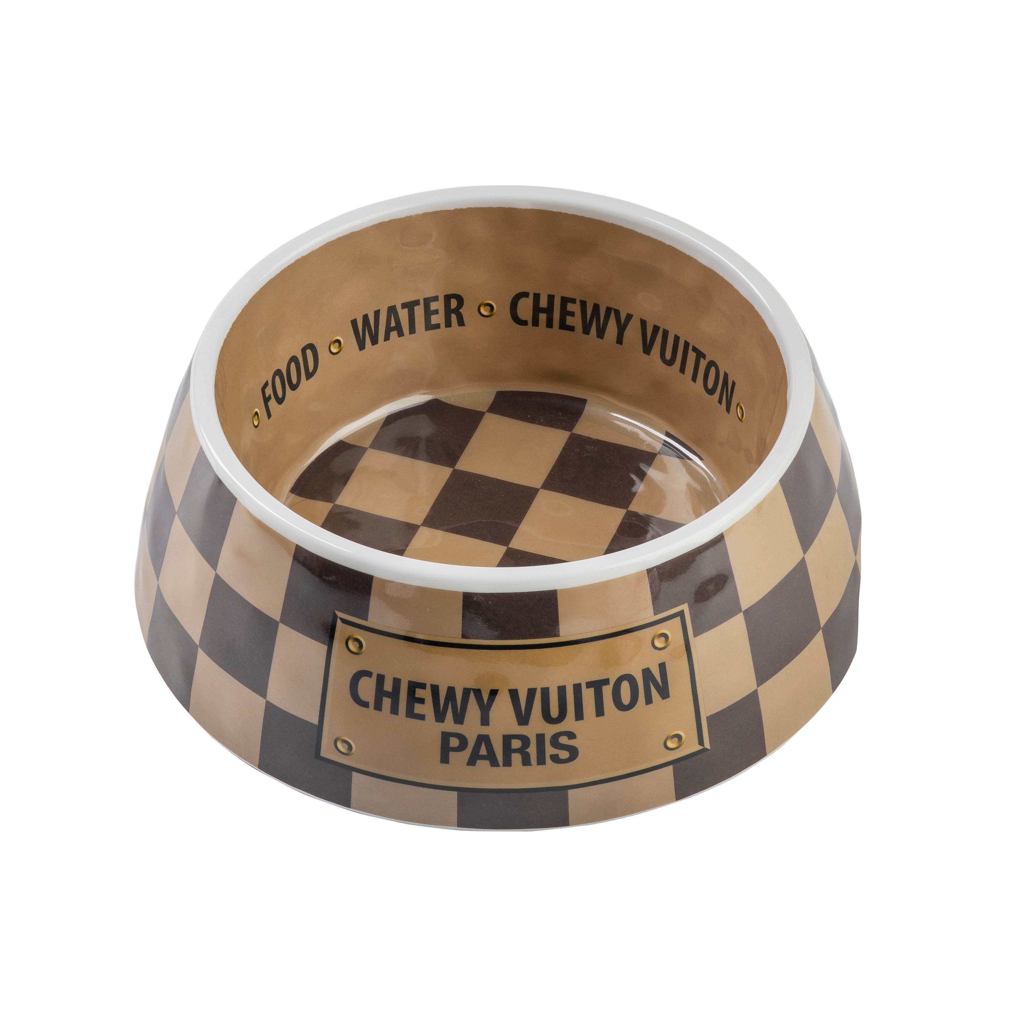Tan Checker Chewy Vuiton Bowl