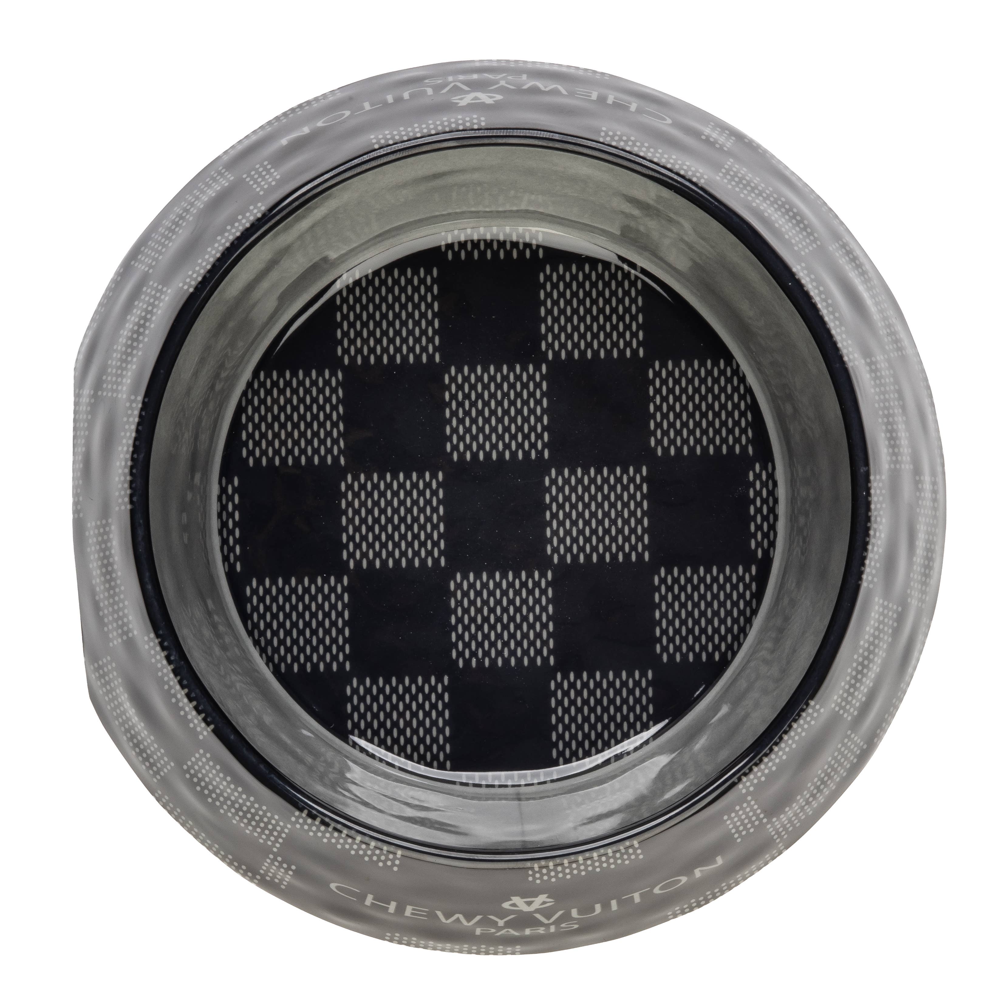 Black Checker Chewy Vuiton Dog or Cat Bowl