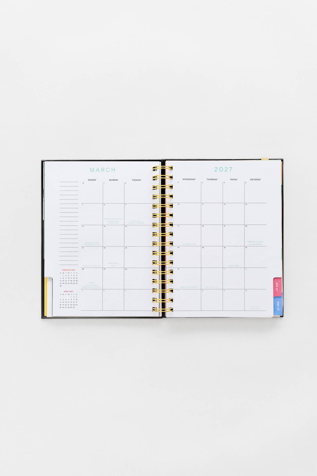 12 Month Planner Medium Spiral, Black Scandinavian Floral