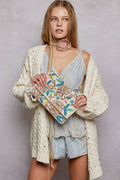 Floral Beaded Chain Strap Ivory Mini Shoulder Bag