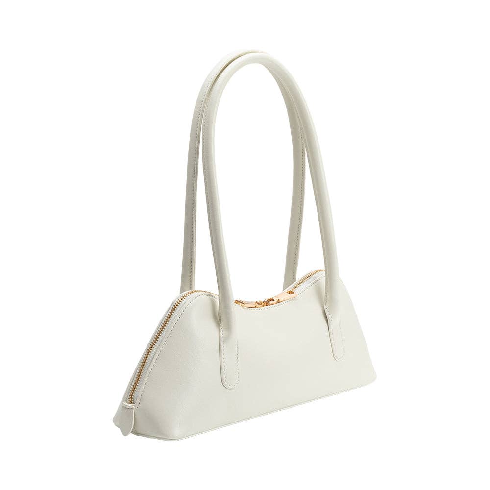 Dakota White Recycled Vegan Leather Shoulder Bag