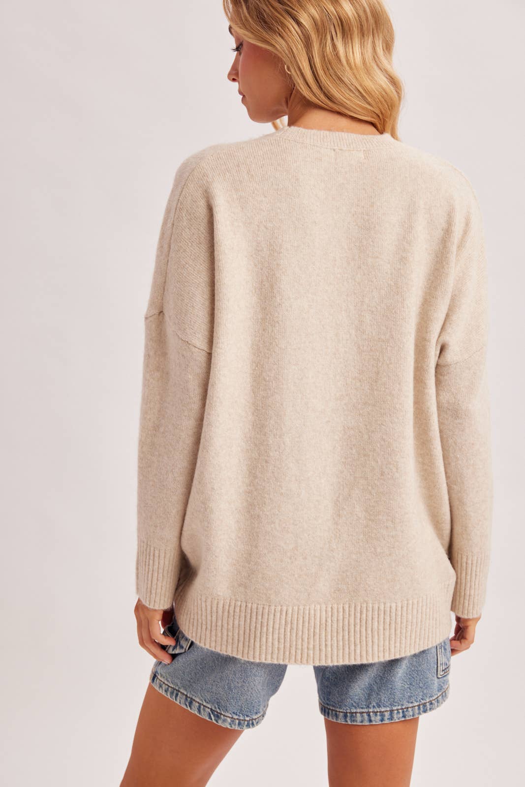 Center Seam Oversized Knit Sweater
