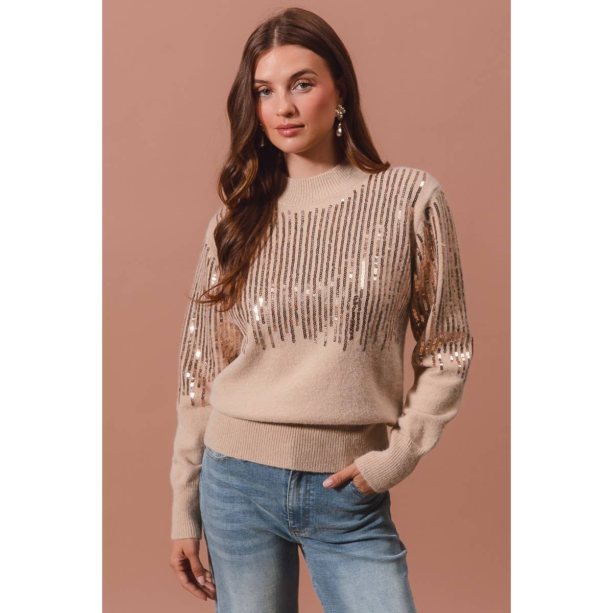 Sequins Embellished Holiday Sweater
