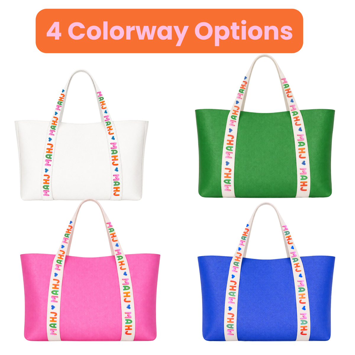 Mahjong Tote Bag Mahjong Tile Bag Leather | White