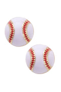 Baseball Enamel Stud Earrings in White/Red