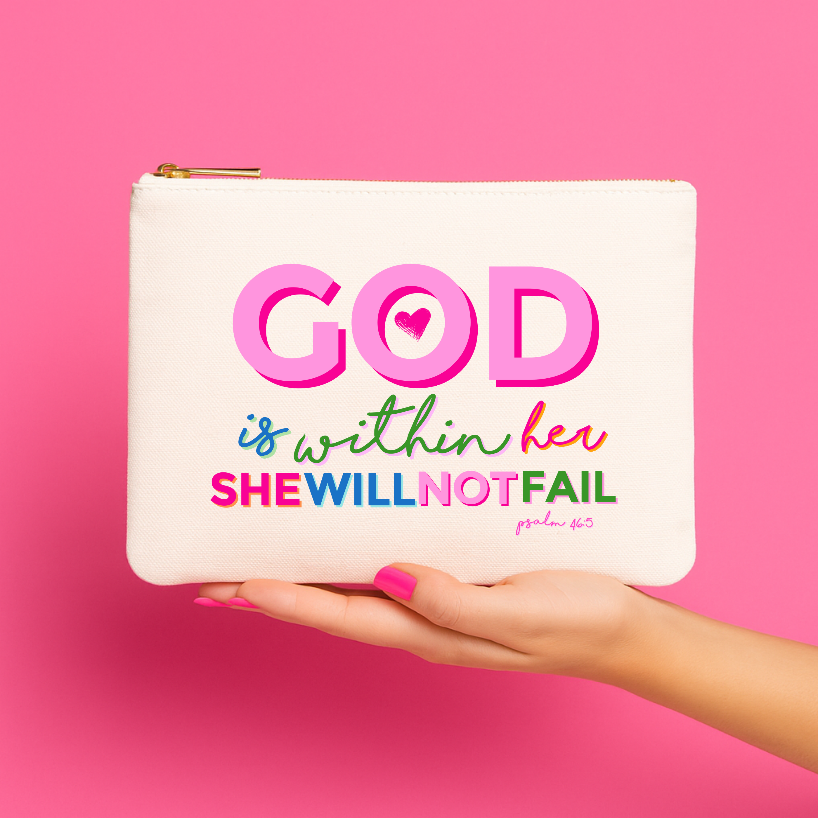 God Is Within Her Colorful Canvas Bag