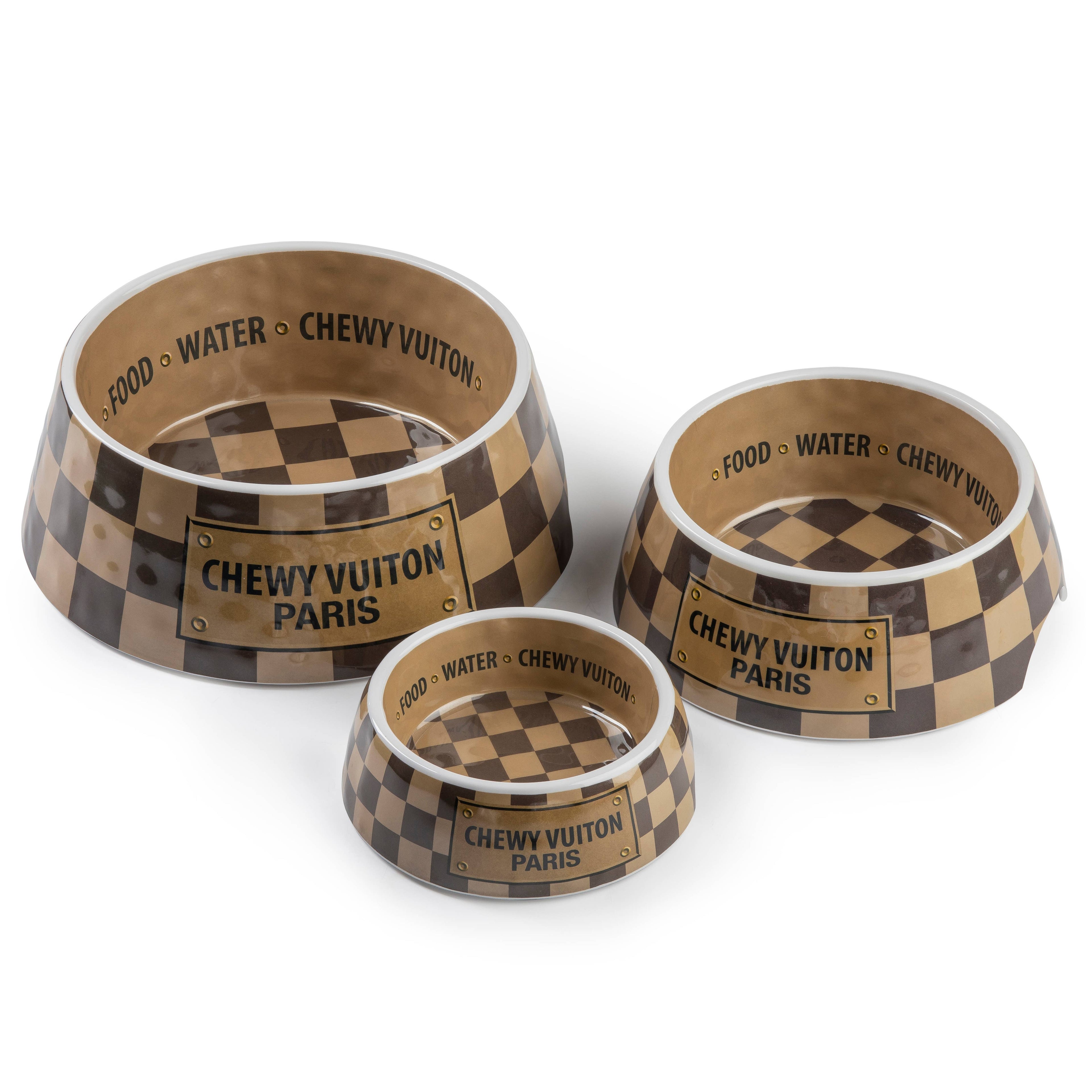 Tan Checker Chewy Vuiton Bowl