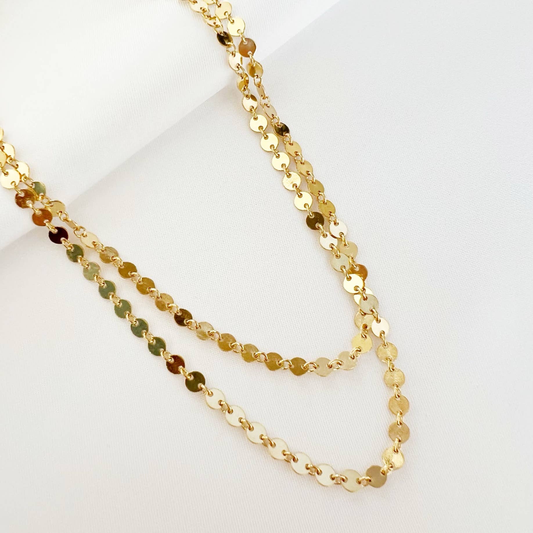 Luxe Sequin Disc Chain Necklace Gold Filled