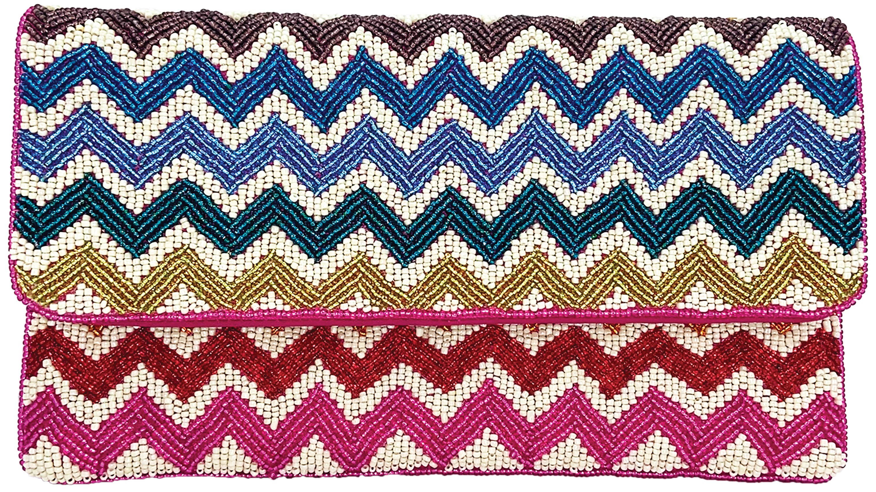 Chevron Multi Color Beaded Clutch