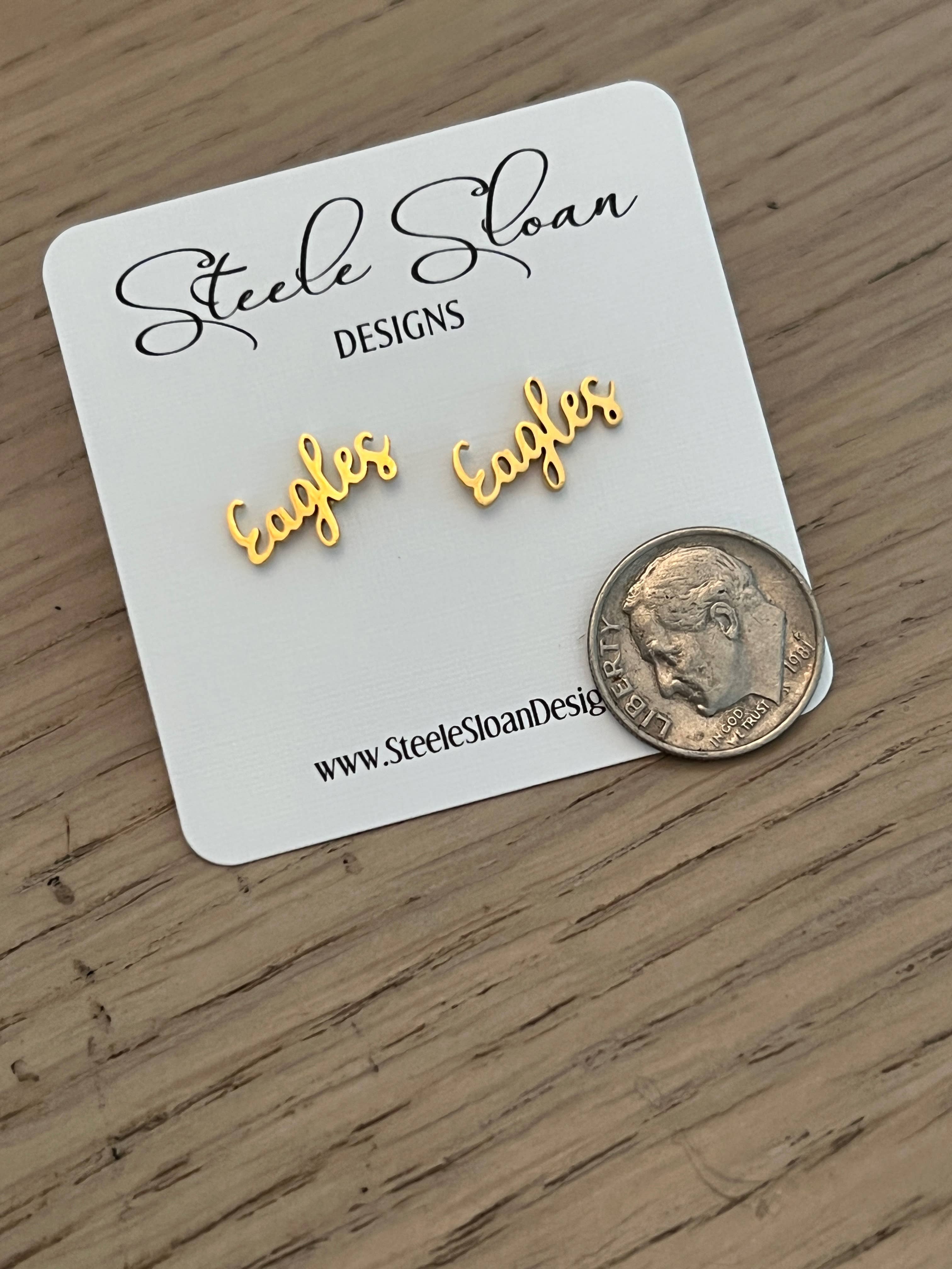 Eagles Fans Gold Stud Earrings   