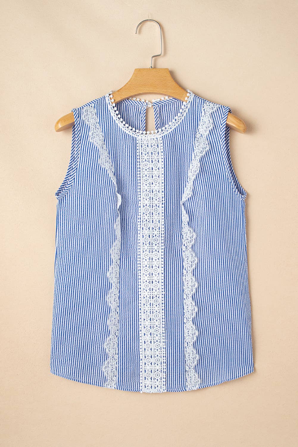 Gemma | Stripe Lace Patchwork Crew Neck Top