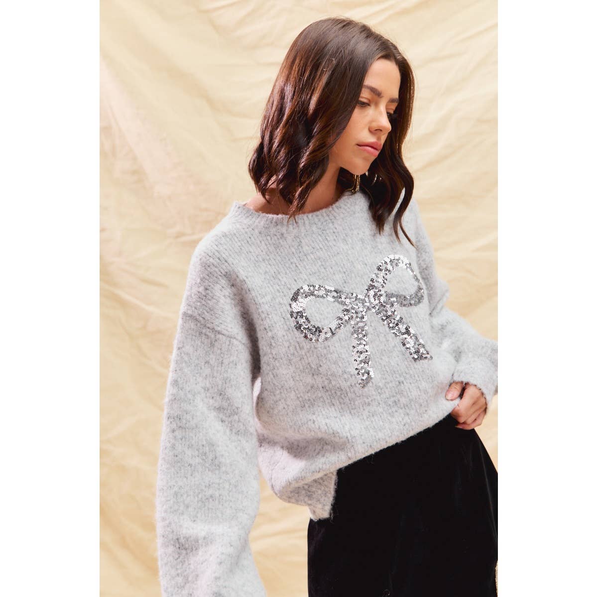Ribbon Sequins Sweater