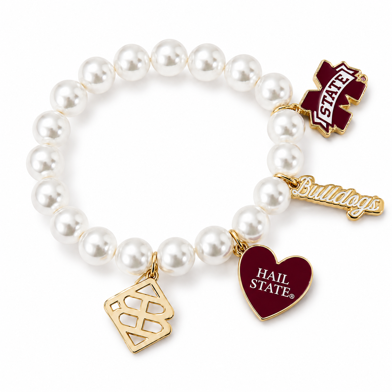 Mississippi State Pearl Charm Bracelet