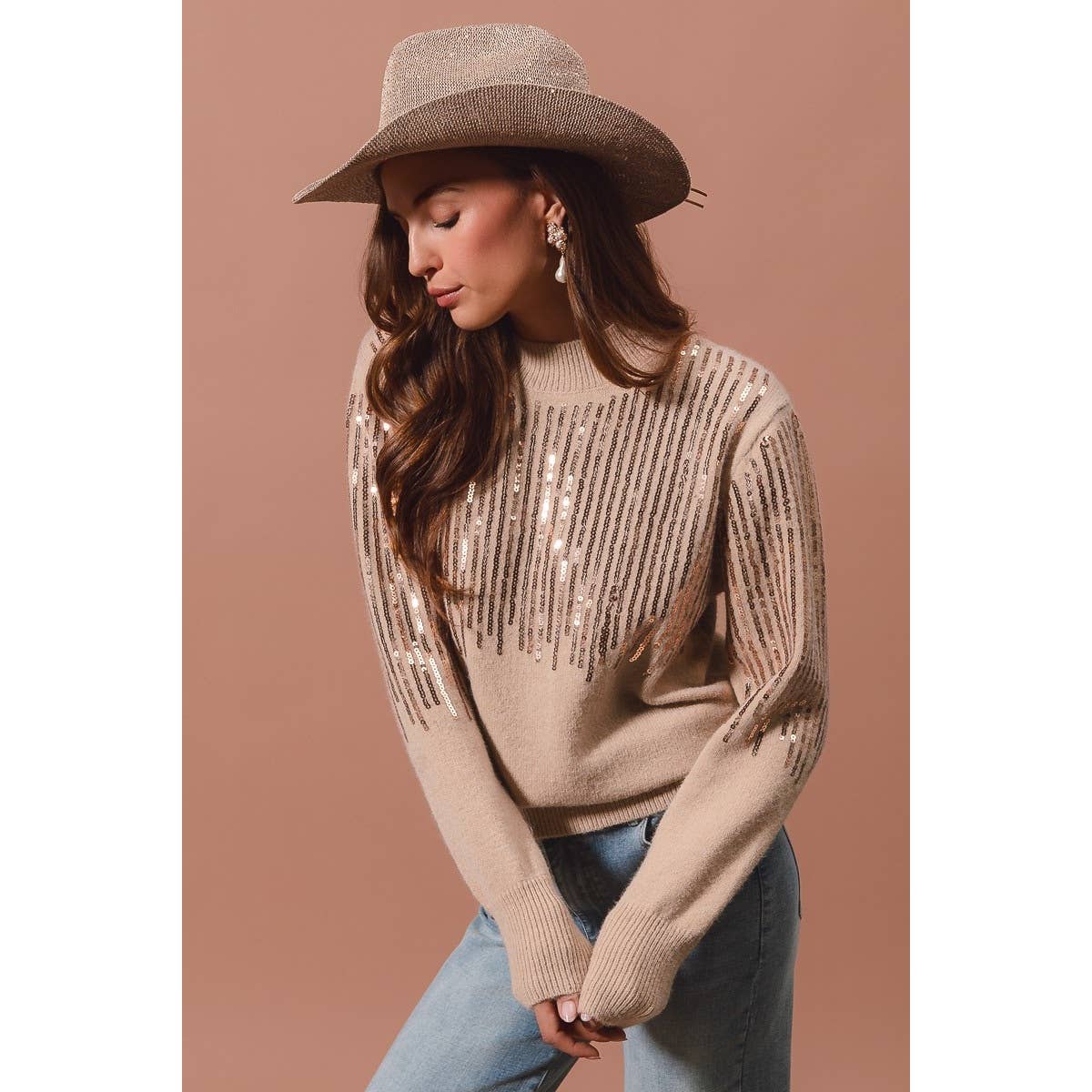 Sequins Embellished Holiday Sweater