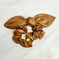 Faux Leather Tie Hair Scrunchie - Black, Brown or Ivory