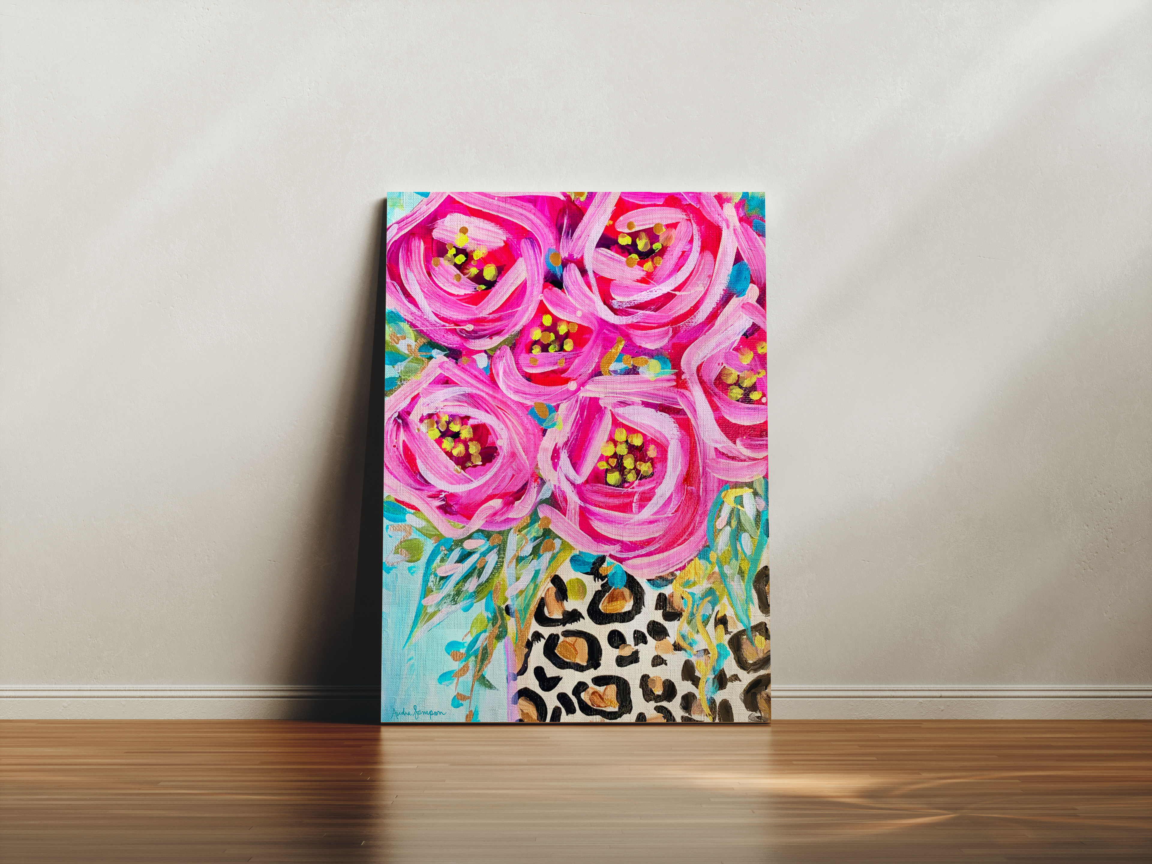 Leopard Rose Floral Canvas Print - Bouquet Art Painting